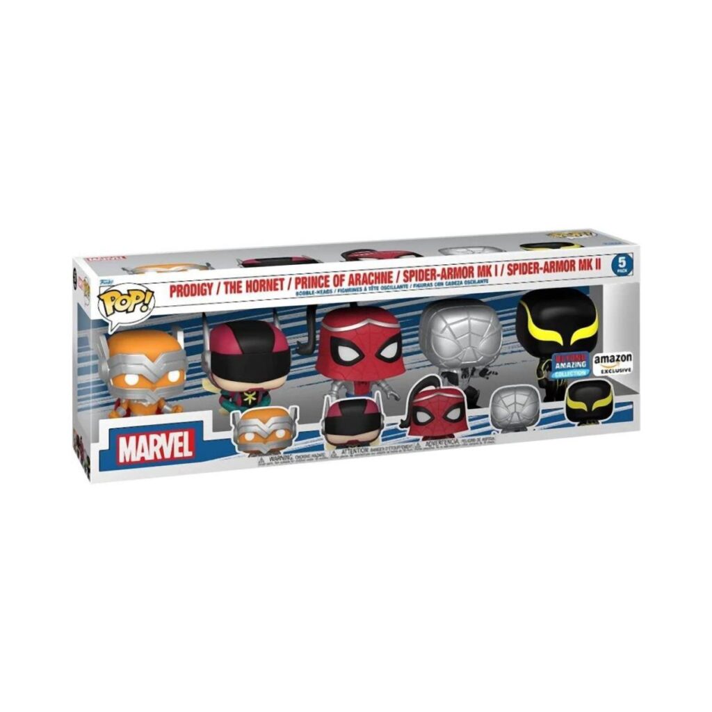 Funko Pop! 5-Pack Marvel: Spider-Man - Prodigy / The Hornet / Prince of Arachne / Spider-Armor MK I / Spider-Armor MK II (Amazon Exclusive) Vinyl Figures
