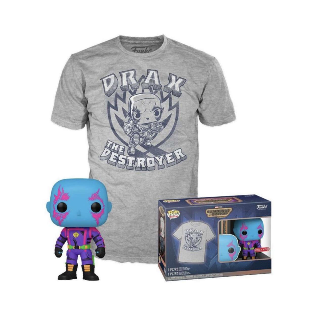 Funko Pop! & Tee (Adult): Marvel Guardians of the Galaxy - Drax (Blacklight) and T-Shirt (L)