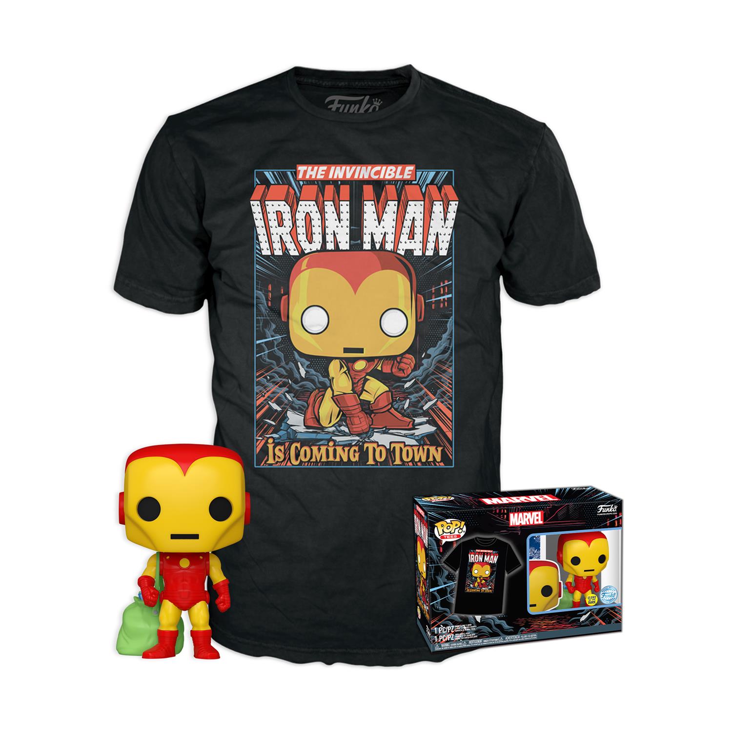 Funko Pop! & Tee (Adult): Marvel - Holiday Iron Man (Glows in the Dark) & T-Shirt (M)