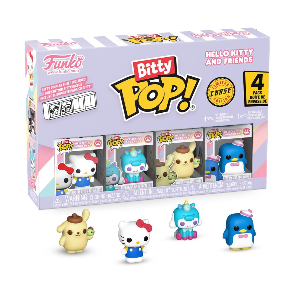 Funko Bitty Pop! 4-Pack: Hello Kitty and Friends - Hello Kitty (Classic), Cinnamoroll, Pompompurin, Chase Figure