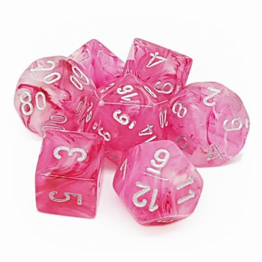 Σετ Ζάρια - 7 Dice Set Ghostly Polyhedral Pink With Silver