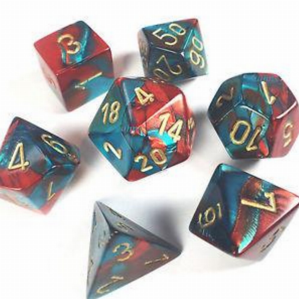 Σετ Ζάρια - 7 Dice Set Gemini Polyhedral Red-Teal with Gold