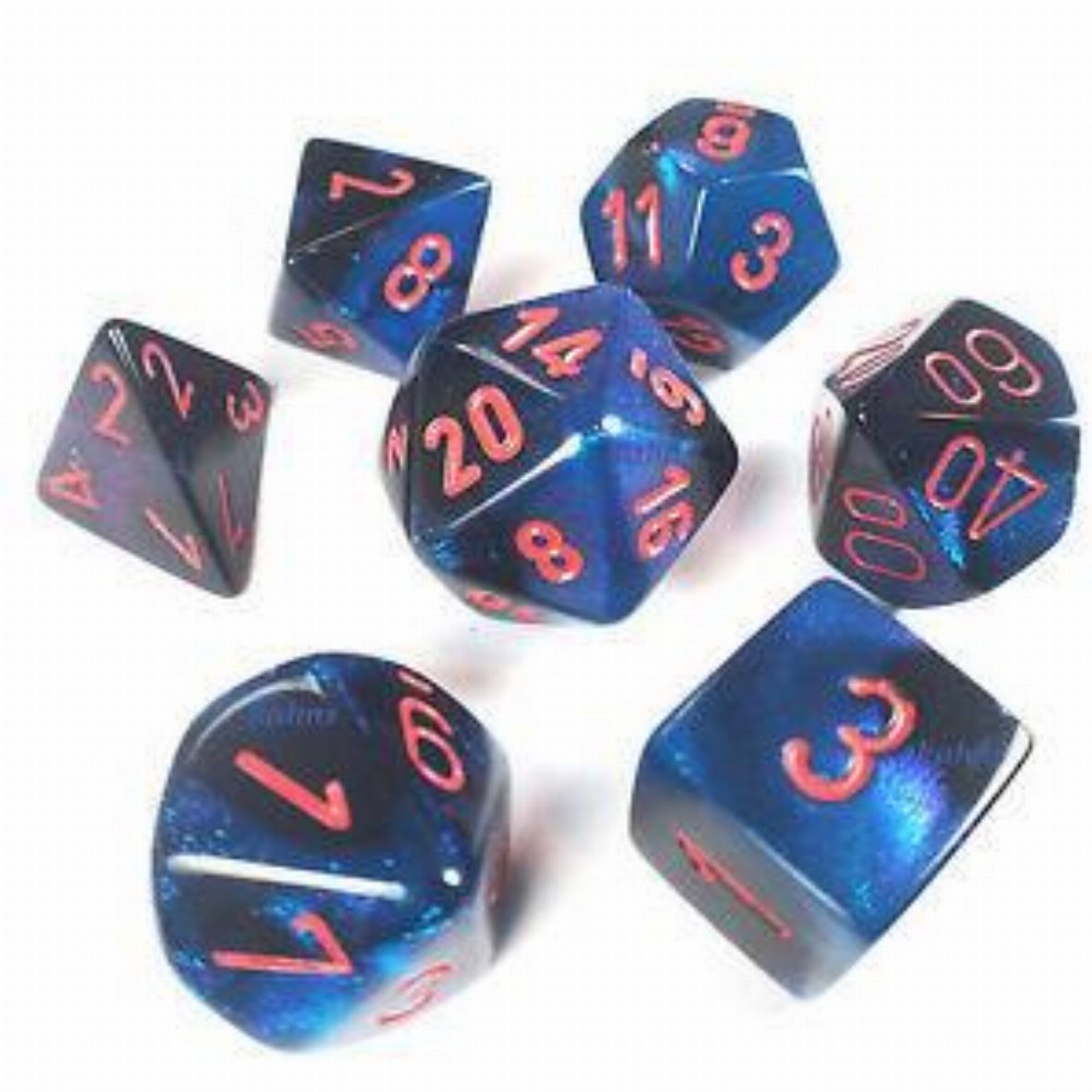 Σετ Ζάρια - 7 Dice Set Gemini Polyhedral Black-Starlight with Red