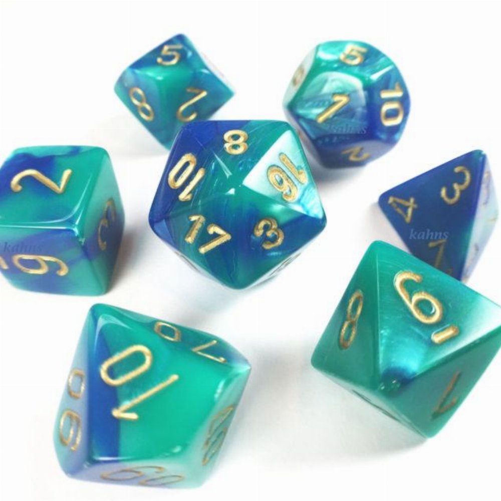 Σετ Ζάρια - 7 Dice Set Gemini Polyhedral Blue-Teal with Gold