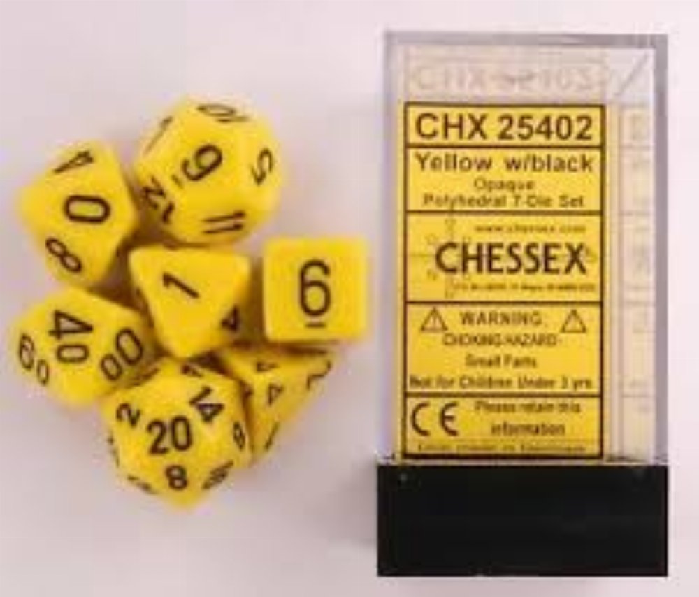 Σετ Ζάρια - 7 Dice Set Opaque Polyhedral Yellow with Black