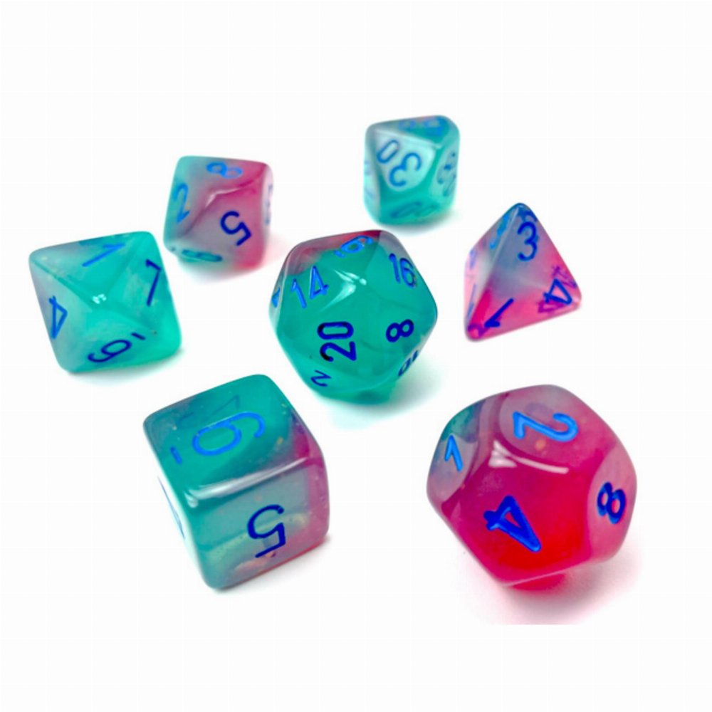 Σετ Ζάρια - 7 Dice Set Gemini Polyhedral Green-Pink with Blue