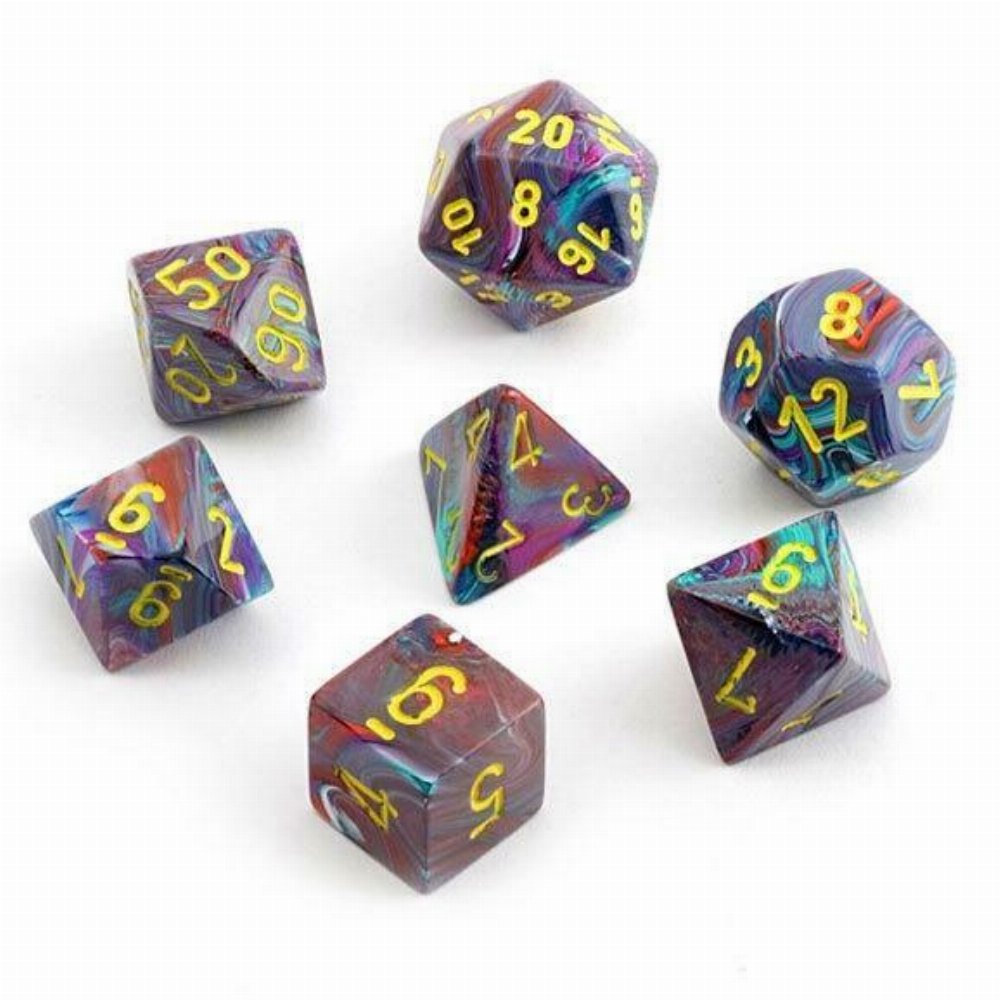 Σετ Ζάρια - 7 Mini Dice Set Festive Polyhedral Mosaic with Yellow