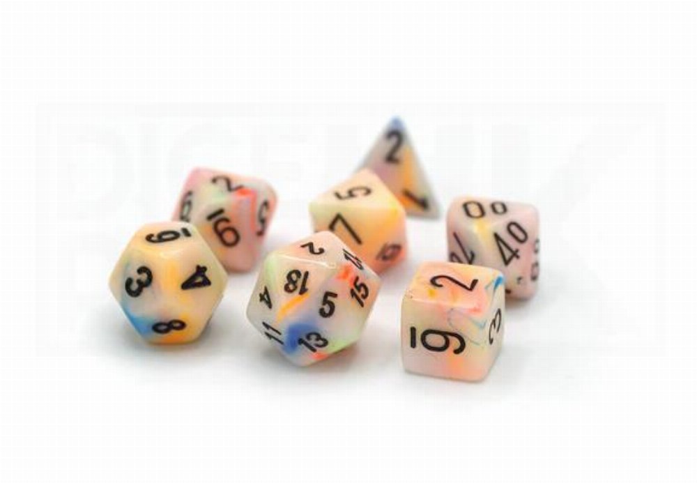 Σετ Ζάρια - 7 Mini Dice Set Festive Polyhedral Circus with Black