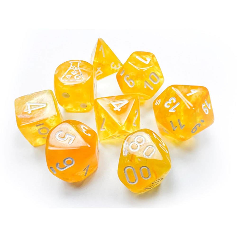 Σετ Ζάρια - 7 Dice Set Borealis Luminary Canary with White