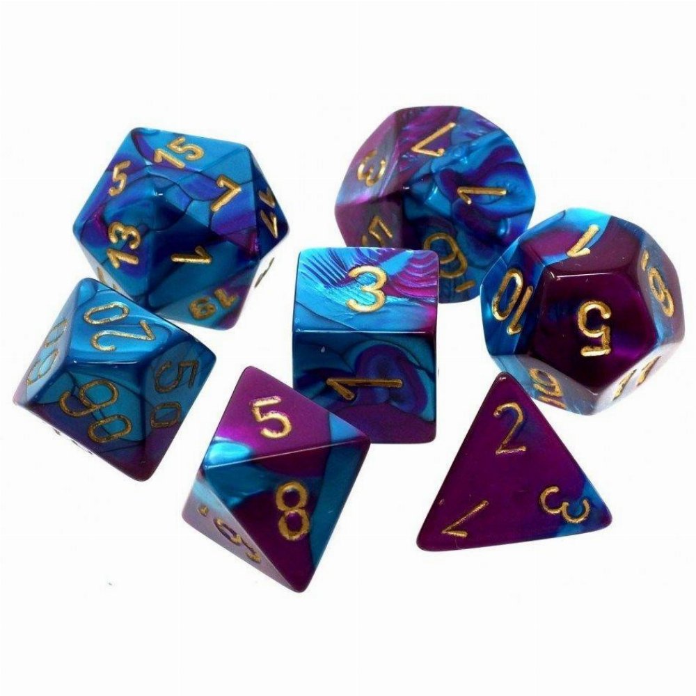 Σετ Ζάρια - 7 Mini Dice Set Polyhedral Gemini Purple with Teal/Gold