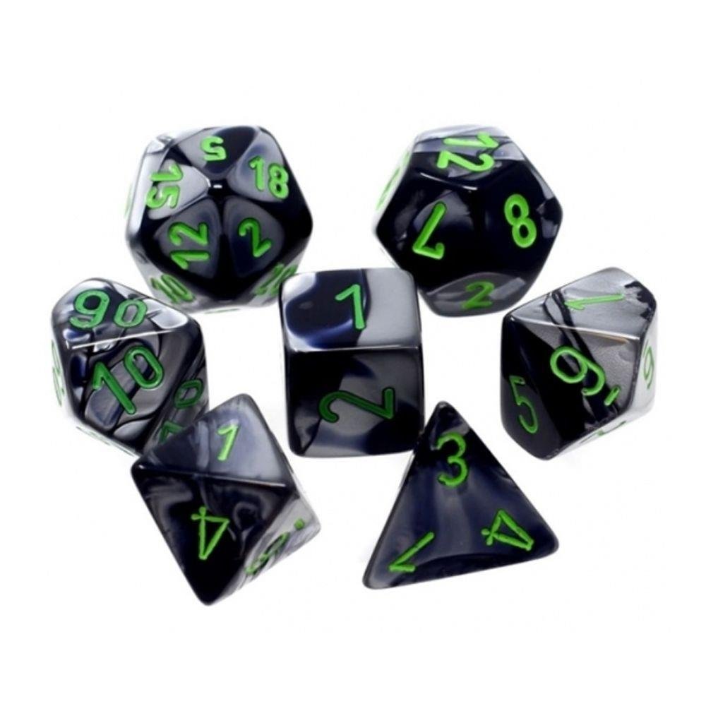 Σετ Ζάρια - 7 Mini Dice Set Polyhedral Gemini Black with Grey/Green