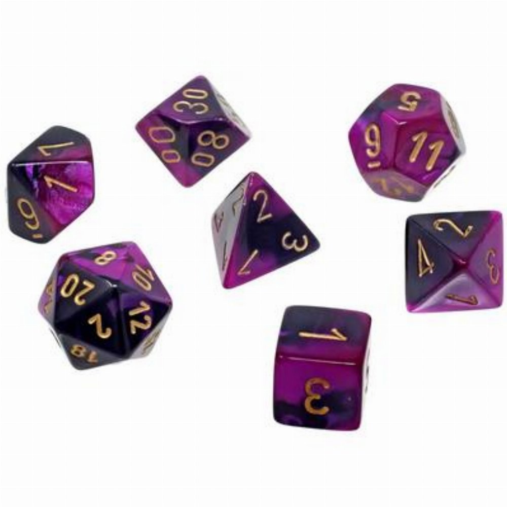Σετ Ζάρια - 7 Mini Dice Set Polyhedral Gemini Black with Purple/Gold