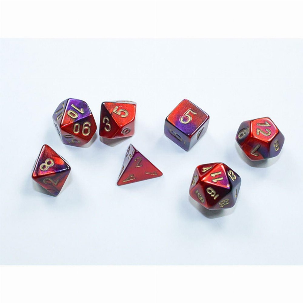 Σετ Ζάρια - 7 Mini Dice Set Polyhedral Gemini Purple with Red/Gold