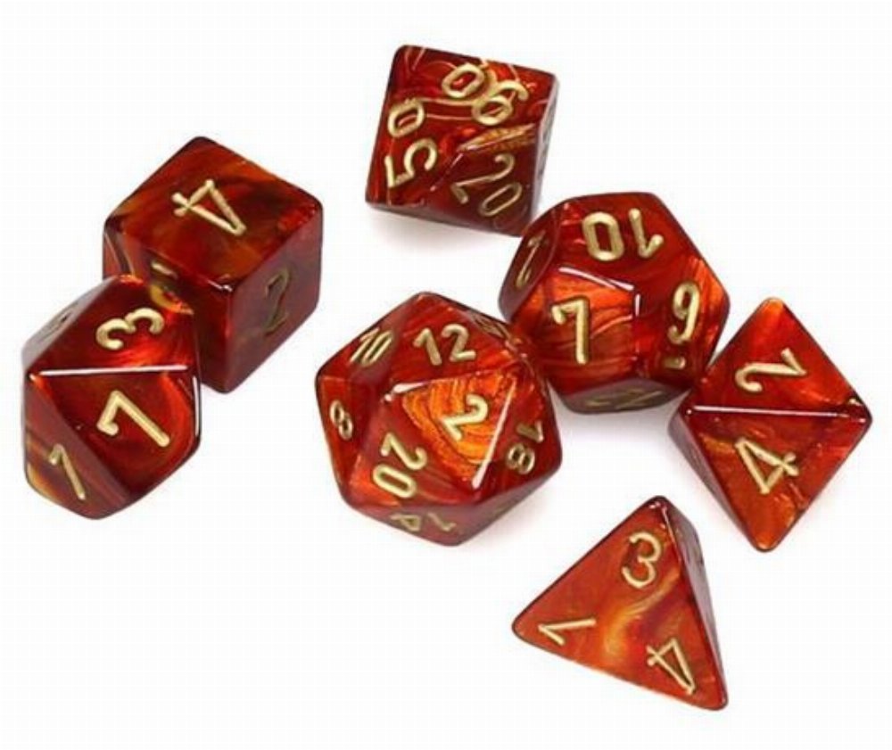 Σετ Ζάρια - 7 Mini Dice Set Polyhedral Scarab Scarlet with Gold
