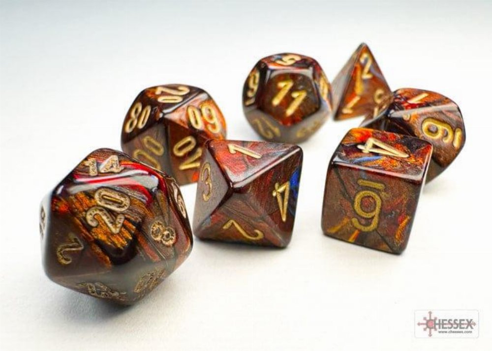 Σετ Ζάρια - 7 Mini Dice Set Polyhedral Scarab Blue Blood with Gold
