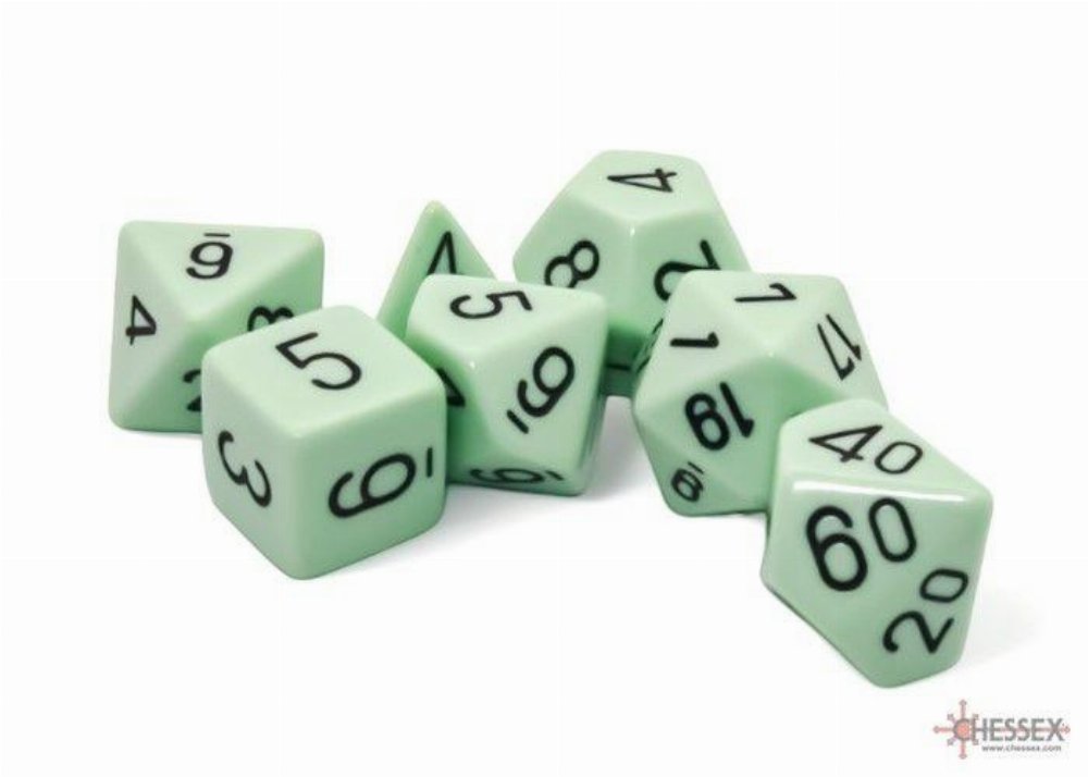 Σετ Ζάρια - 7 Dice Set Polyhedral Opaque Pastel Green with Black