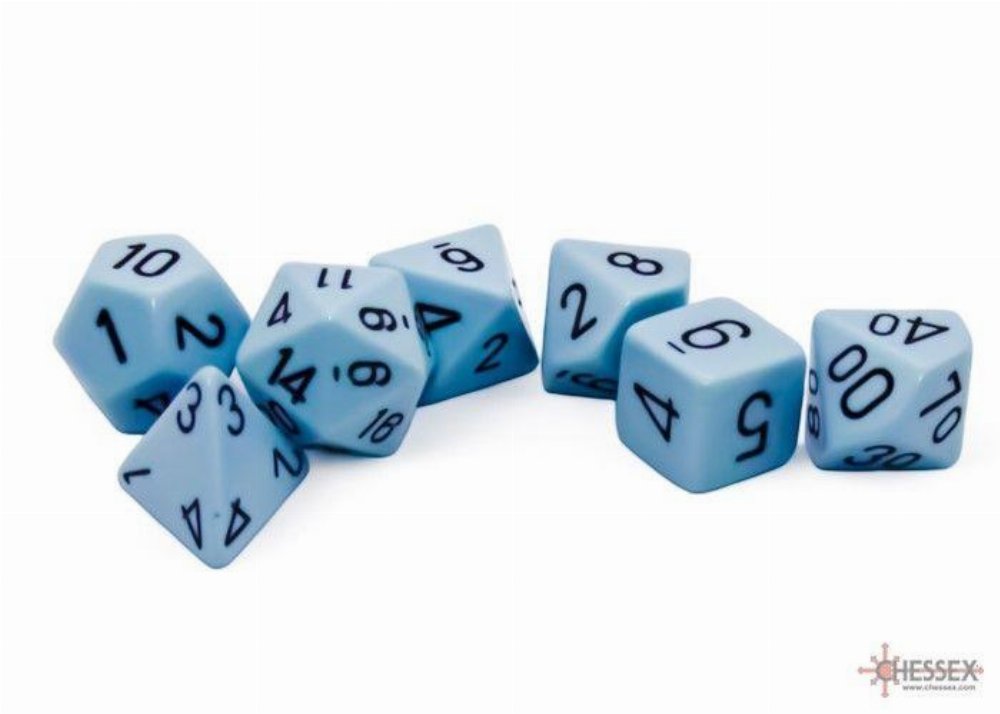 Σετ Ζάρια - 7 Dice Set Polyhedral Opaque Pastel Blue with Black