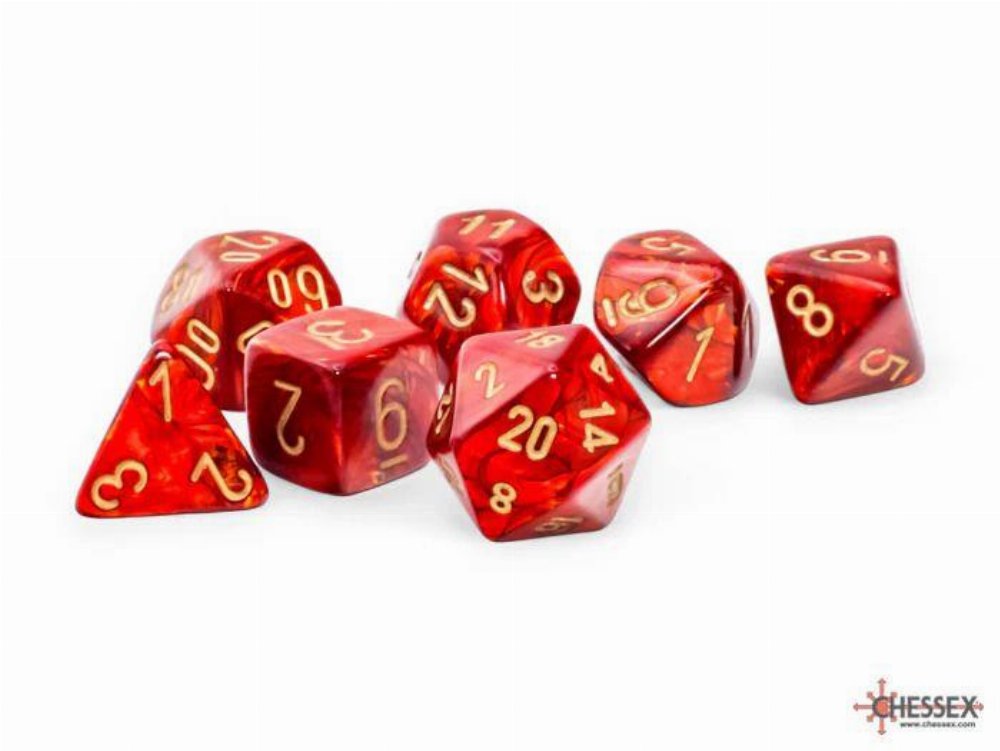Σετ Ζάρια - 7 Dice Set Festive Mega-Hedral Scarlet with Gold