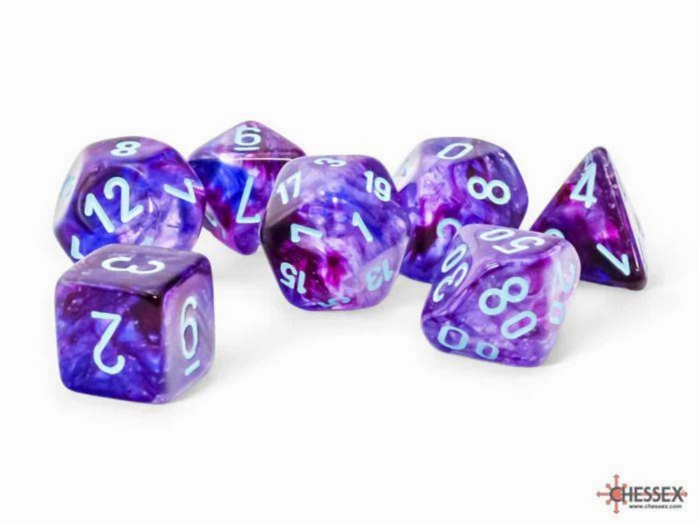 Σετ Ζάρια - 7 Dice Set Festive Mega-Hedral Nocturnal with Turquoise Luminary
