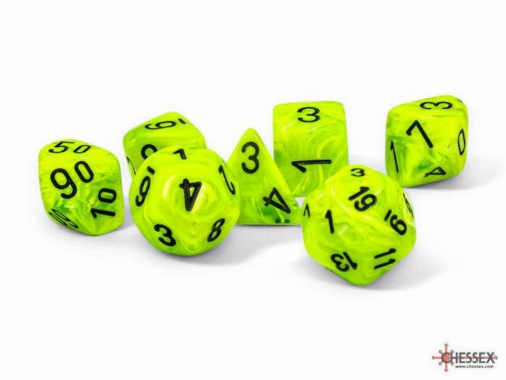 Σετ Ζάρια - 7 Dice Set Festive Mega-Hedral Bright Green with Black