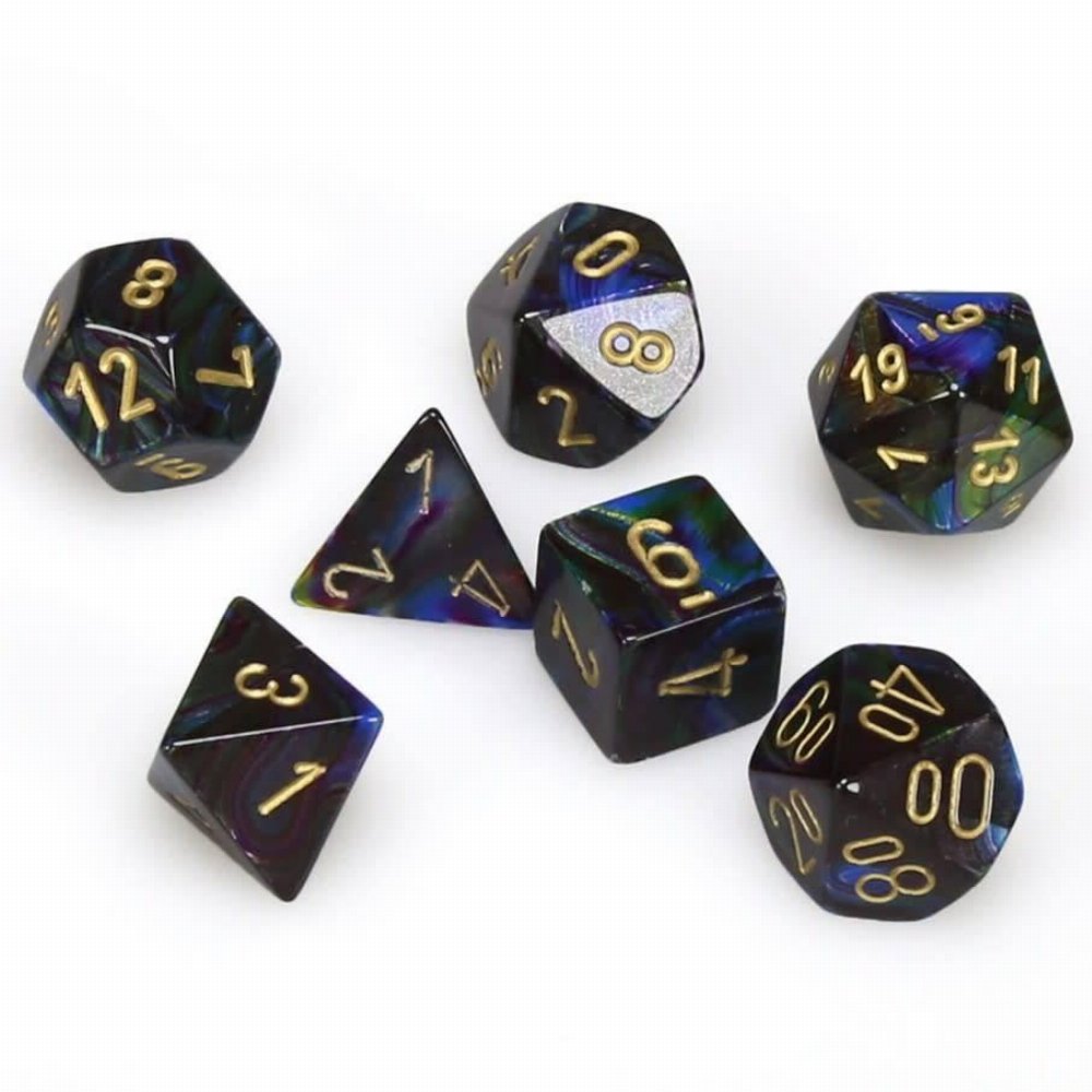 Σετ Ζάρια - 7 Dice Set Lustrous Polyhedral Shadow with Gold