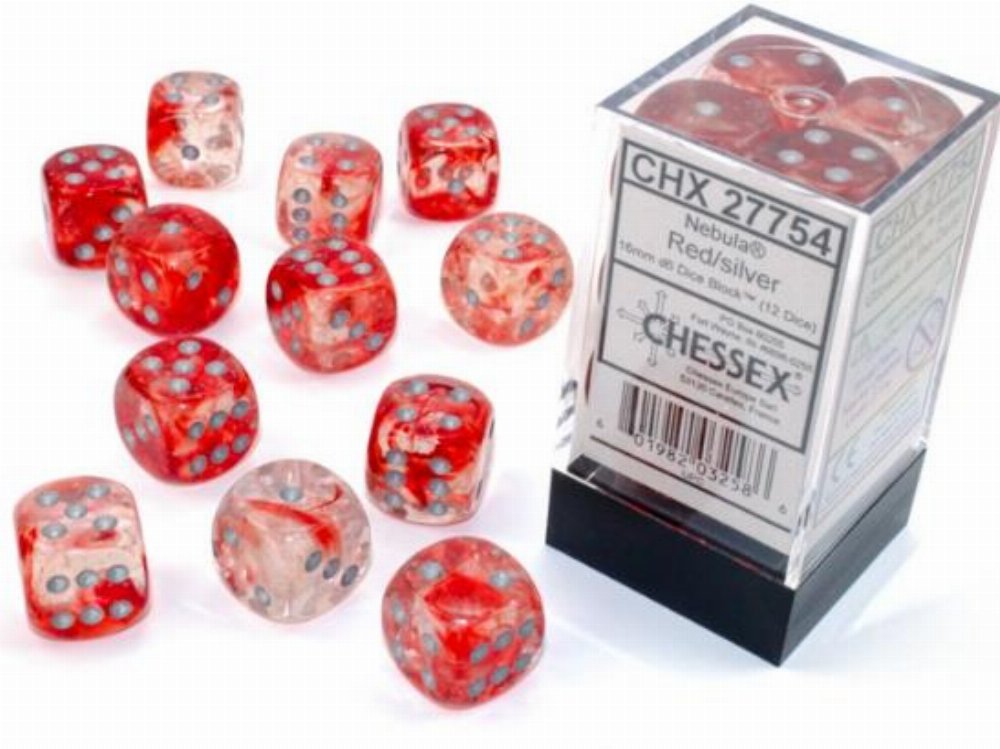 Σετ Ζάρια - 12 Dice Set Nebula Red with Silver Luminary