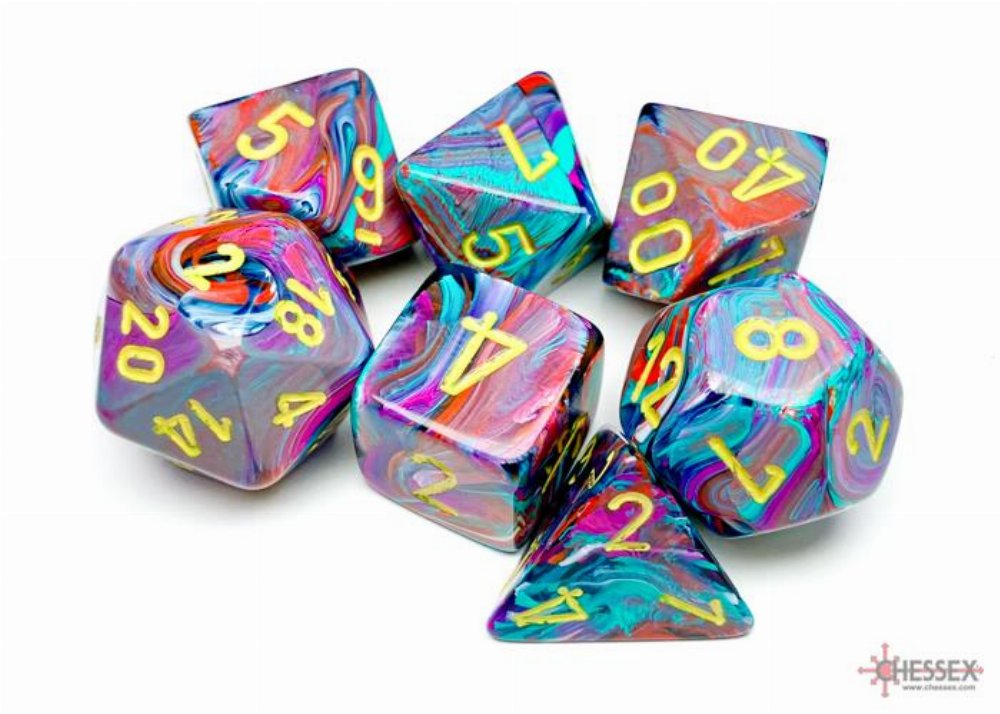 Σετ Ζάρια - 7 Dice Set Festive Mosaic with yellow