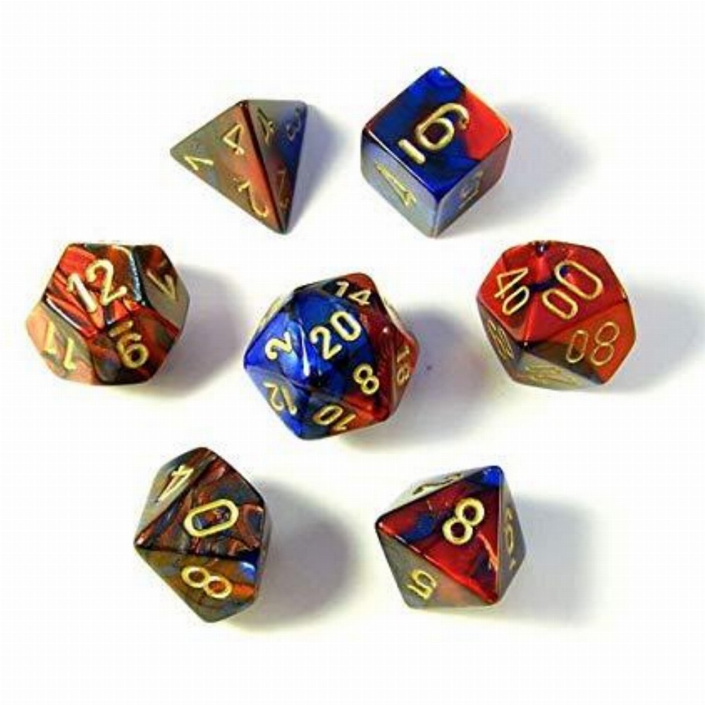 Σετ Ζάρια - 7 Dice Set Gemini Polyhedral Blue-Red with Gold
