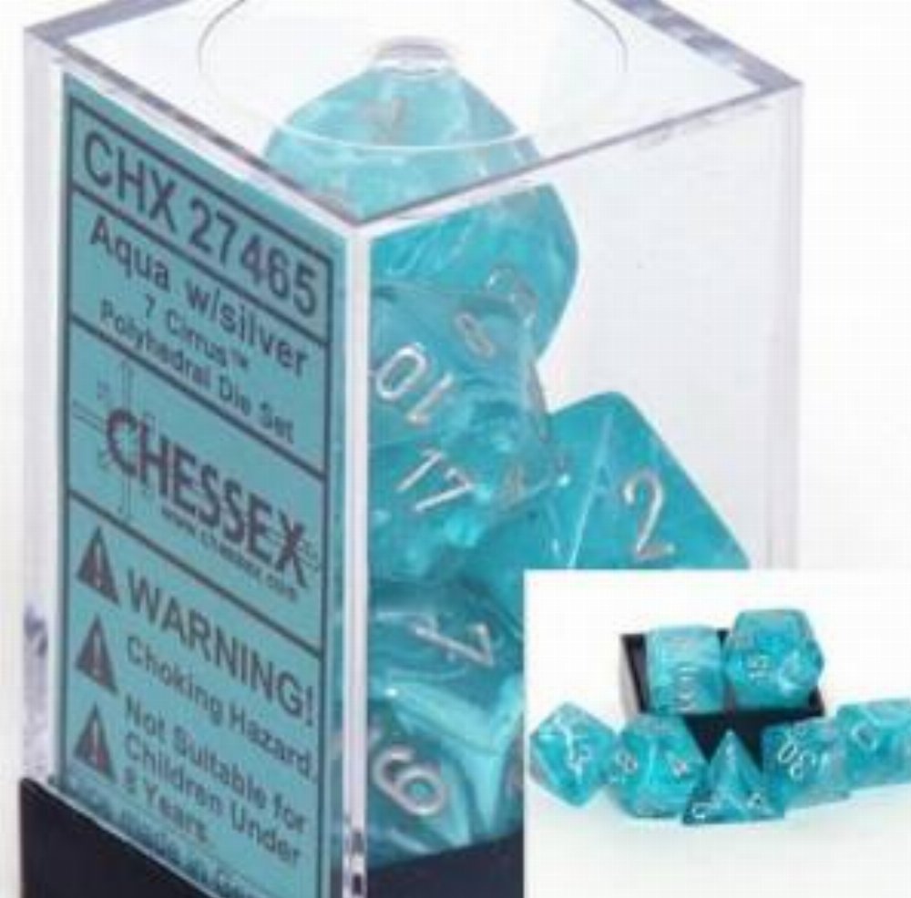 Σετ Ζάρια - 7 Dice Set Cirrus Polyhedral Aqua with Silver
